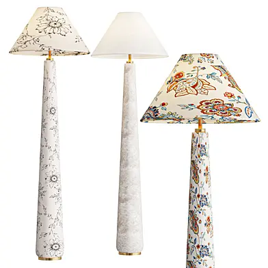 Lulu Printed Fabric Upholstered Empire Floor Lamp