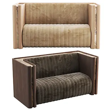 Restaurant Straight Sofa - 2 - Dark Wood and Light Wood.
