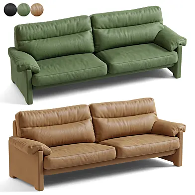 Green Leather 3-Seater DS-70 Sofa by De Sede