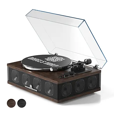 ANGELS HORN Modern Wood & Metal Gramophone Machine
