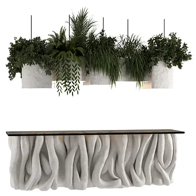 Reception Desk With Hanging Plants-set 16