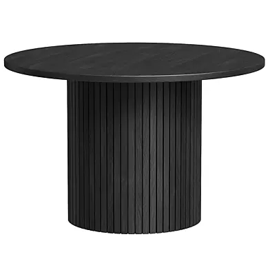 Round Black Oak Pedestal Dining Table