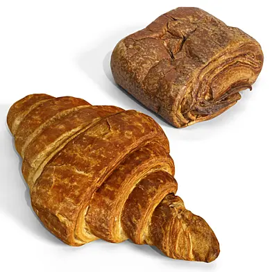 Photoreal 3D Scanned French Croissant & Pain au Chocolat