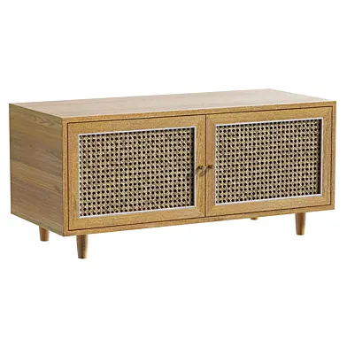 Modern Rattan Wood Shoe Bench