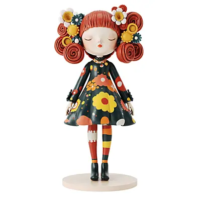 Cartoon-style girl figurine sculpture
