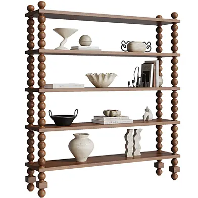 Деревянный  стеллаж с этническим декором Santos Bookshelf Engold