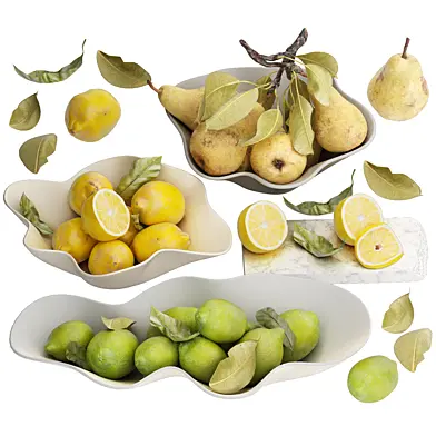 Fruit set | bowls of lemon lime and pear