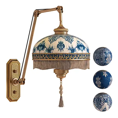 Classic Chinoiserie wall Light with Tassels and Damascus Pattern 1114
