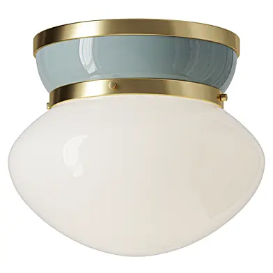 Piper Flush Mount 12 Satin Brass and Aquaverde
