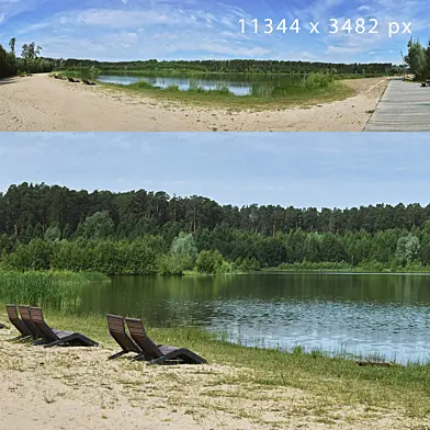 Летняя панорама пляж. Лебяжье.