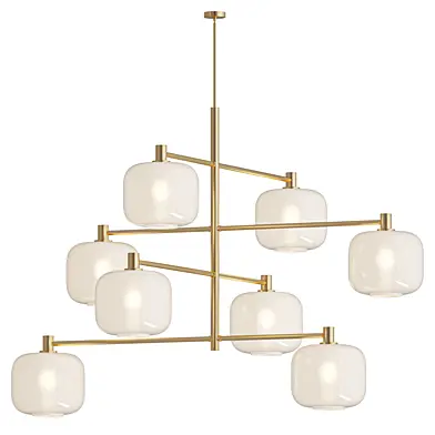 Colombe Burnished Brass and Glass Chandelier Light
