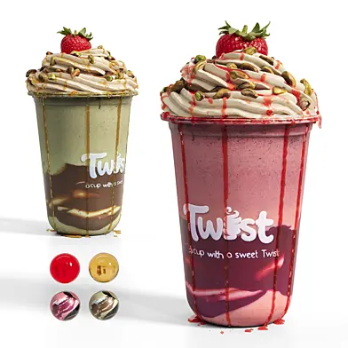 Twist Smoothie Cups with Whipped Cream & Toppings