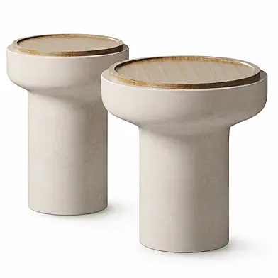 Travertine and Walnut Side Table by 1stdibs
