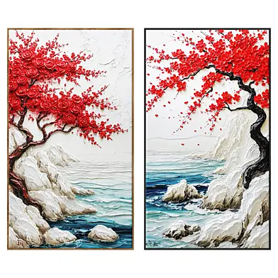 Premium Coastal Blossom Wall Art Set