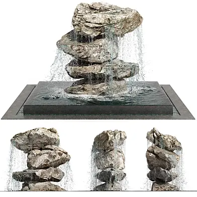 Realistic Rock Water Fountain Cascading Waterfall