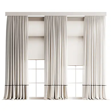 Draped Curtains with Roller Blind