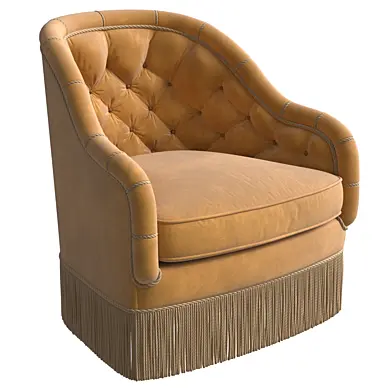 Deep tufted velvet tub chair with high fringe