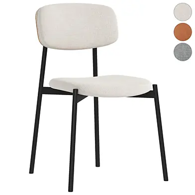 Lot de 2 chaises en tissu bouclette et métal- NELLY