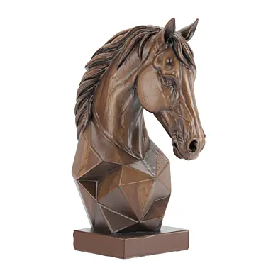 Geometric Wooden Horse Head Sculpture