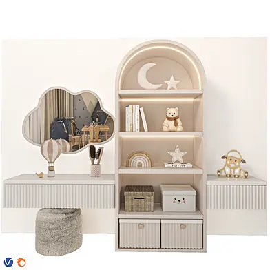 Kids Vanity Table With Bookcase