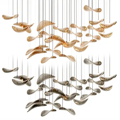 Vakkerlight Wave Floating Leaf Chandelier Colored