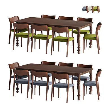 niels o. Moller dining chair model.71 and Flora Dining Table