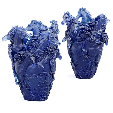 Daum Horses blue vase