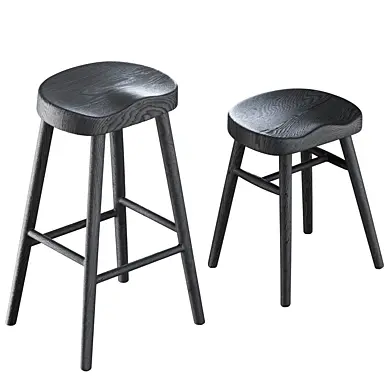 Zara Home Ash and Pine Wood Stool in Natural and Dark Grey Wood Colors