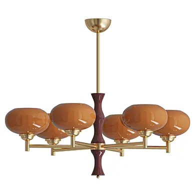Vintage Mid Century Persimmon Glass Chandelier