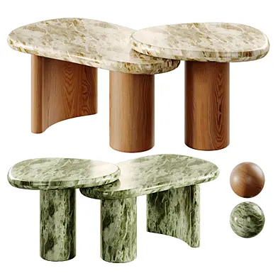 Alora Solid Wood Marble Nesting Coffee Tables