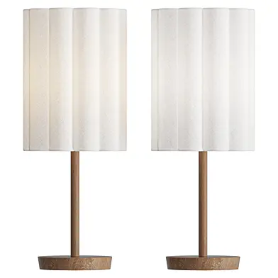 Linbron Modern Fabric Shade Table Lamp with Wood Base