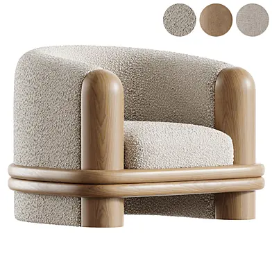 Bound Armchair by Sidani Design Cream Boucle with Walnut Base