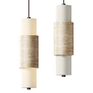 Yellow Travertine Cylinder Pendant Lamp