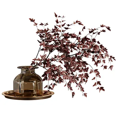 Red Maple Bouquet in a Glass Bottle 212
