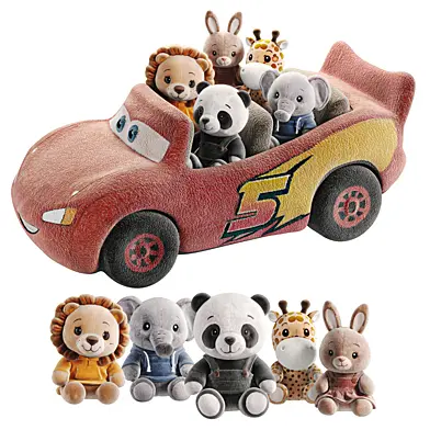 Cute Toy Car with Animal Plush Toys Set 34