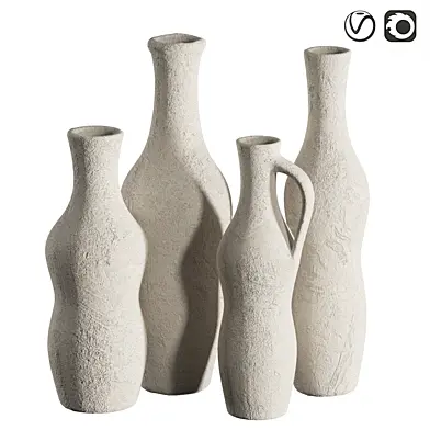 Set of 4 Rustic Decorative Vases