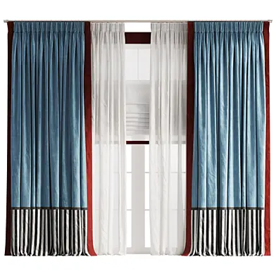 Velvet Pinched Curtains w Tulle and Roman Shade