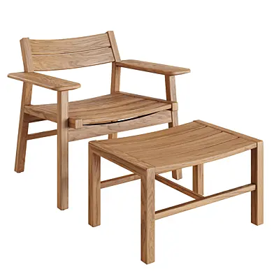 Skargaarden Djuro Teak Lounge Chair and Stool