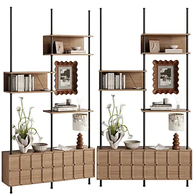 Modern Wall shelving unit with cabinets
