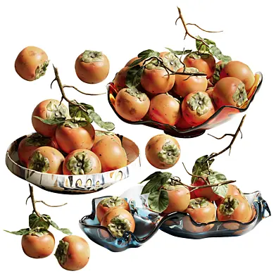 Persimmons with leaves