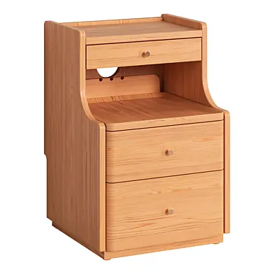 Solid Wood Narrow Nightstand with 3 Drawers