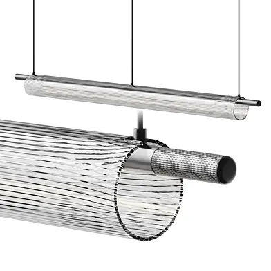 Flute Glass Linear Pendant Light Black