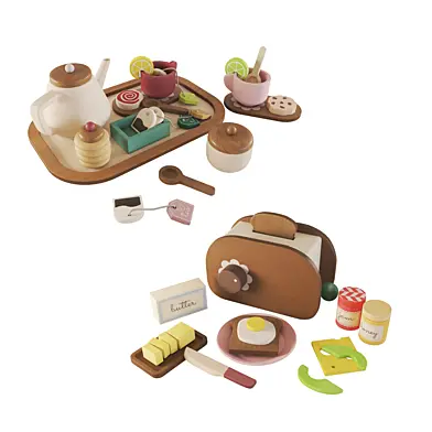 Petite Amelie wooden toaster and tea set