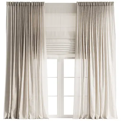 Pinch Pleat Linen Curtain with Roman Shade