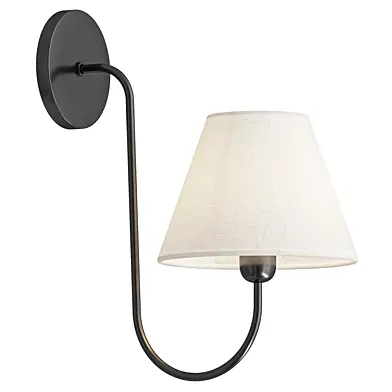 Black Linen Single Swoop Sconce