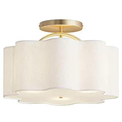 Drum Lamp with Gold Brass Finish and Beige Shade