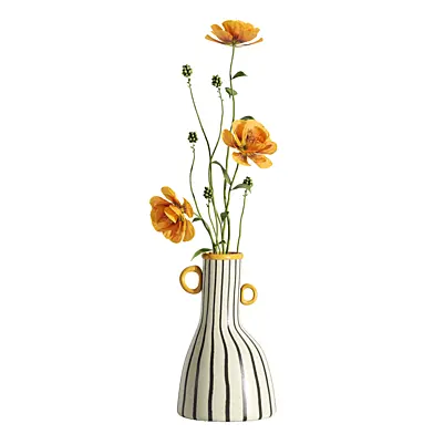 Bouquet of yellow flowers in ceramic vase