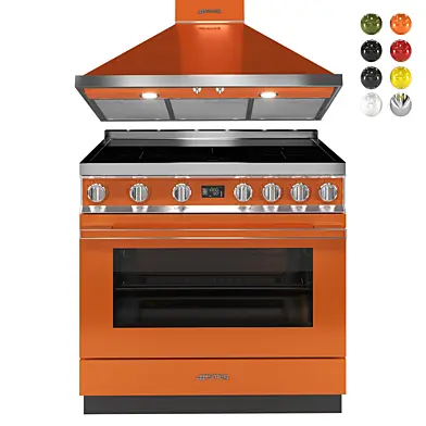SMEG - Cooker with Induction Hob 90cm - Decorative wall hood 90cm