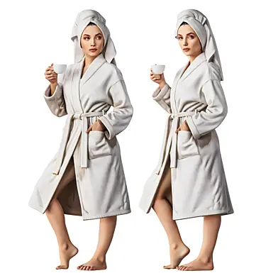 Woman wearing a bathrobe