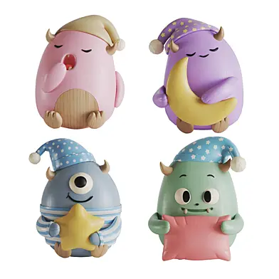 Cute Wooden Monsters Night and Sleep Collection